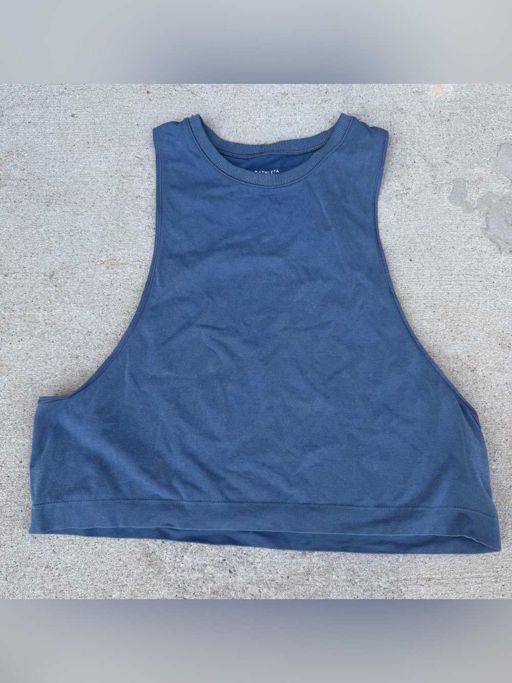 Athleta Renew Seamless Muscle Crop Tank Top Blue Gray Women's Size Small